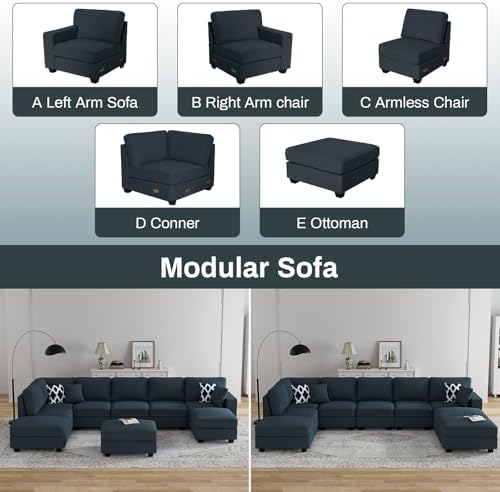 Legend Vansen Oversized Modular Sectional Sofa, U/L‑Shaped Reversible Couch - Image 4