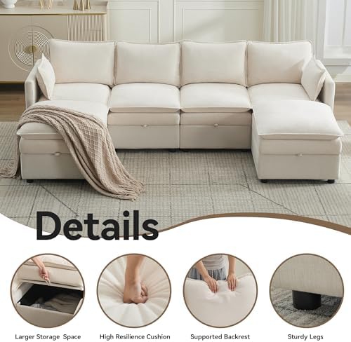 105" Cloud 4 Seater Sectional Modular Couch - Image 5