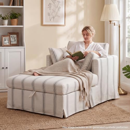Coastal Accent Armchair with Storage Ottoman - Image 6