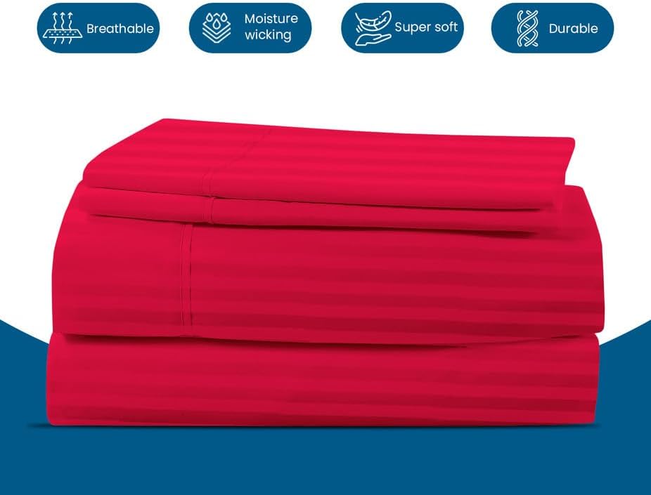 800 Series 100% Egyptian Cotton Sleeper Sofa Bed Sheet Set Stripe Queen Size - Image 5
