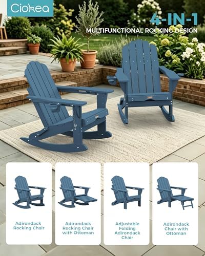 Ciokea Folding Rocking Adirondack Chairs Set of 2 - Image 4
