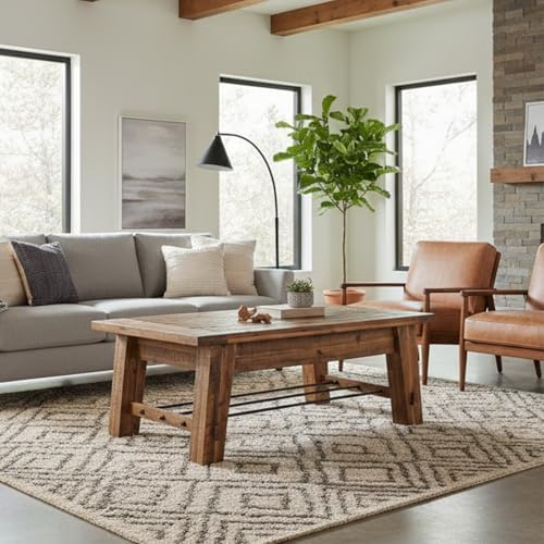 Alaterre Durango Rustic Industrial Solid Wood Coffee Table - Image 6