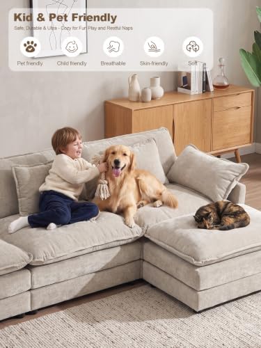 Loveseat Sofa Cloud Sofa Couch, 2 Seat Deep Seat L Shaped Couch - Image 6