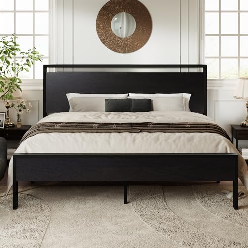 Allewie King Size Bed Frame, Heavy Duty 12 Metal Slats Support by Allewie
