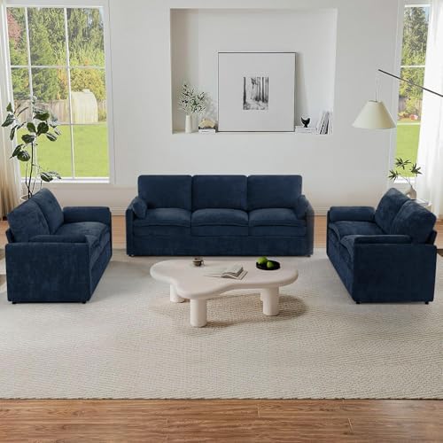 3 Pieces Chenille Sofa Set w/Two Arm Pillows - Image 3