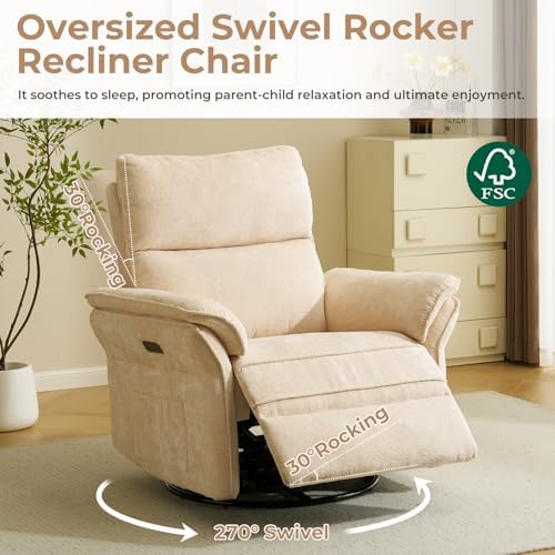 Oversized Power Recliner Chair Swivel Glider - Image 4