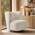 Swivel Accent Chair, Wood Frame, Sherpa Upholstery by FaratiHome