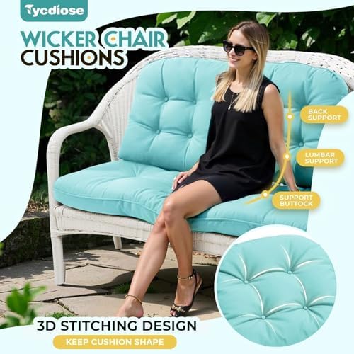 All Weather Outdoor Wicker Chair Cushions of 3 Pieces, Waterproof Outdoor - Image 2