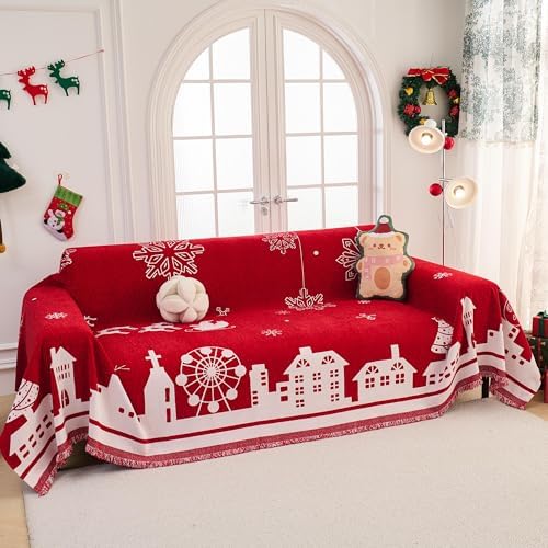 MEETSKY Christmas Couch Cover Red Sofa Slipcover by MEETSKY