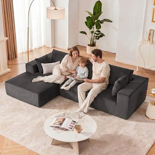108" Boneless Couch with Chaise, Cloud Sectional Modular Sofa - Image 2