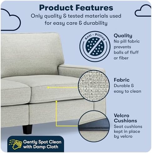 Serta Palisades 73" Track Arm Sofa, Easy Care Polyester, Soft Pillow Back - Image 3