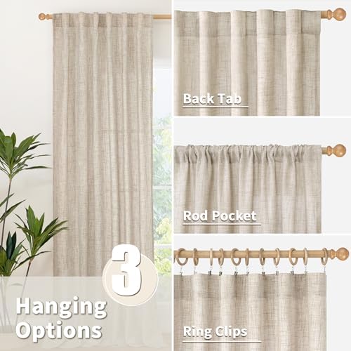 YoungsTex Linen Semi Sheer Curtains 45 Inch Length 2 Panels Set - Image 5