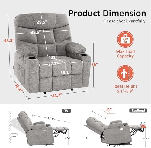 MCombo Power Lift Recliner Elderly, Fabric R7289 - Image 3