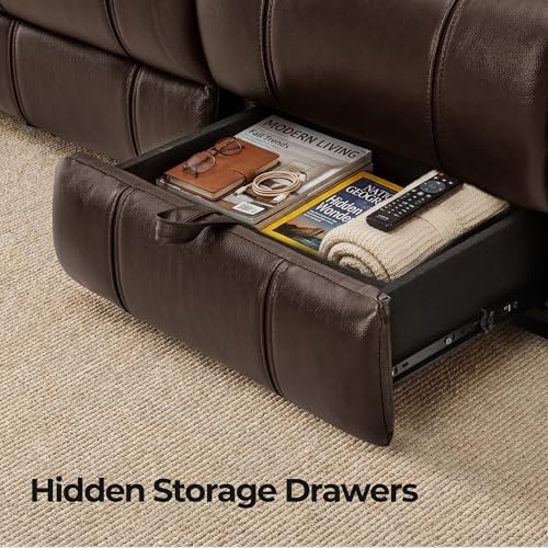 CHITA Leather Power Recliner Sofa, Dark Brown, 3-Seat - Image 6