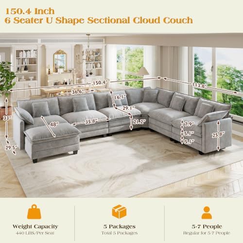 Hanherry Modular Sectional Sofa, Cloud Couch - Image 2