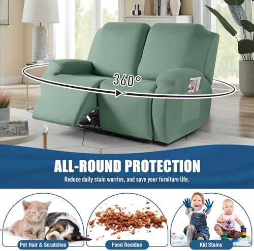 TAOCOCO Recliner Loveseat Slipcover, 2 Pieces Polyester Fabric Stretch Sofa - Image 3