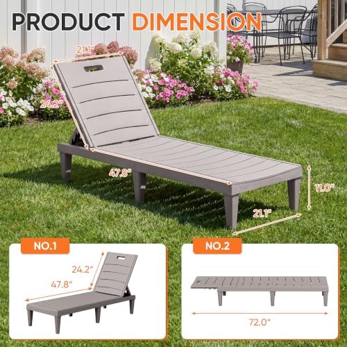 Homall Patio Chaise Lounge Chairs Set of 2, Outdoor Lightweight Lounge Chairs - Image 3