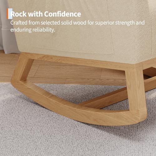 GarveeHome Nursery Rocking Chair, Teddy Fleece Upholstery, Sturdy Wooden Legs & - Image 7