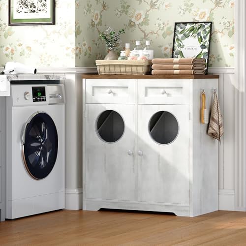 HOOBRO Double Laundry Hamper Cabinet, Hidden Laundry Cabinet - Image 2