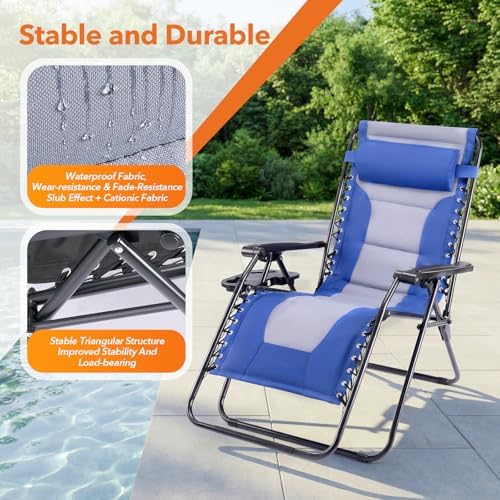 Sweetcrispy Oversized Padded Zero Gravity Lounge Chairs, Outdoor Recliner - Image 6