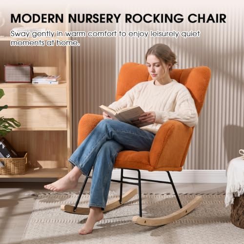 Nursery Rocking Chair, Teddy Upholstered Glider Chair - Image 3