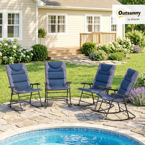 Outsunny Set of 4 Oversized Folding Rocking Camping Chair - Image 2