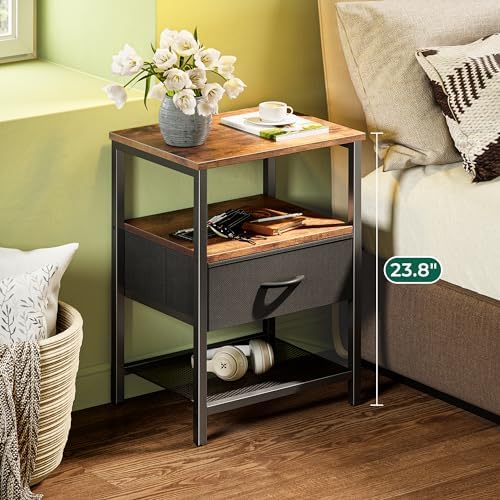 Huuger Night Stand with 2 Drawers, Bed Side Table with Open Shelf - Image 4