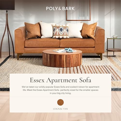 Poly & BARK Essex 74” Leather Apartment Sofa – Mid-Century Tufted Design - Image 3