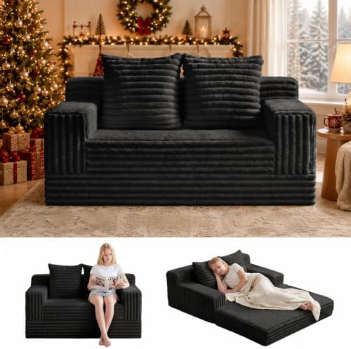 Erament Boneless Loveseat Convertible Sofa Bed, Folding Floor Futon Sleeper by Unknown