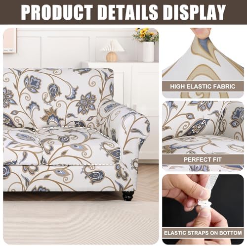 SearchI Stretch Sofa Cover Printed Couch Cover, Floral Pattern 3 Pieces - Image 4