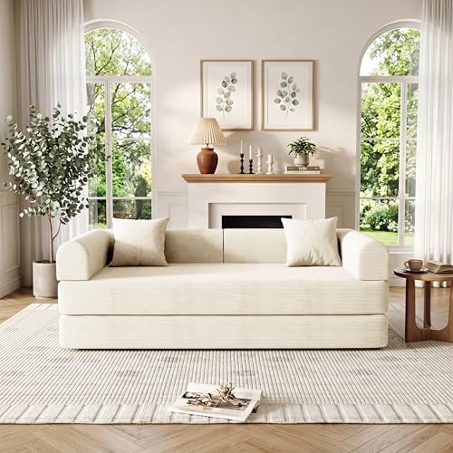 79'' Convertible Compressed Corduroy Folding Cloud Sofa Bed, 4 in 1 Modern - Image 4