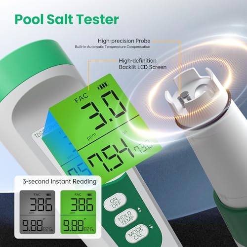 Salt Tester for Saltwater Pool & PH Meter, High Accuracy Pool Salt Tester - Image 5