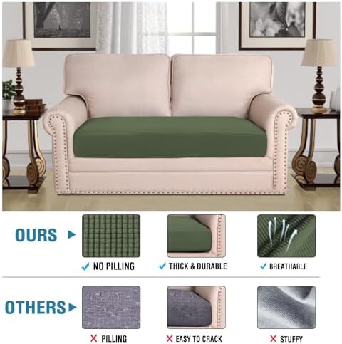 H.VERSAILTEX Super Stretch Individual Seat Cushion Covers Sofa Covers Couch - Image 2