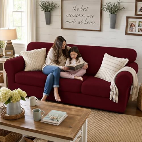 XINEAGE 3-Piece Stretch Sofa Cover, Washable Couch Covers - Image 3