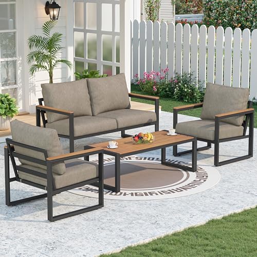 4 Pieces Metal Patio Furniture Set by COMLAXFIELD