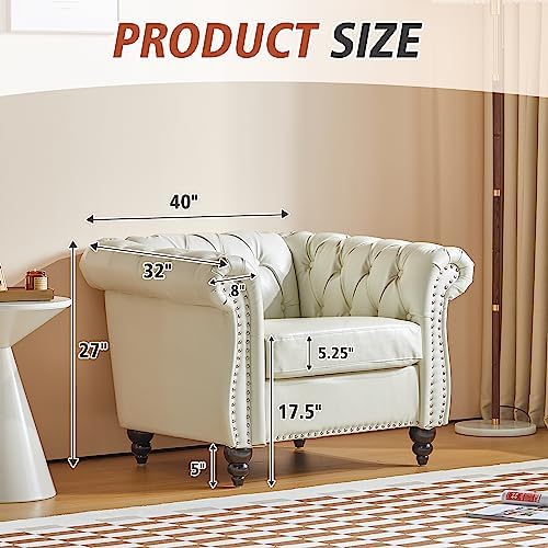 ORRD Chesterfield Chair, Modern Faux Leather Tufted Accent Sofa Couch Chair - Image 2
