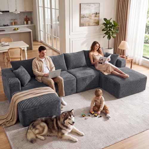 118" U Shaped Boneless Couches for Living Room, Modular Sectional Sofa - Image 3