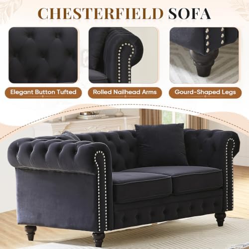 2 Piece Mid Century Modern Chesterfield Sofa Set - Image 4