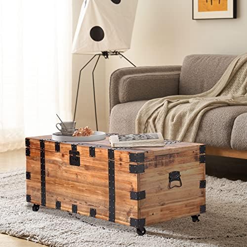 NewCosmos 41" Reclaimed Fir Wood Storage Trunk Coffee Table by NewCosmos