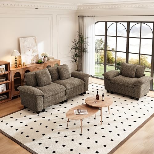 PHI VILLA 2-Piece Modular Loveseat Couch and Chair Set Setional Sofa - Image 2
