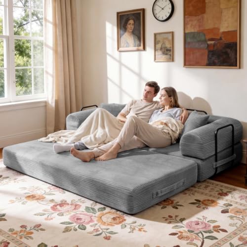 79" Memory Foam Sofa Bed, Convertible Futon Boneless Couch - Image 2