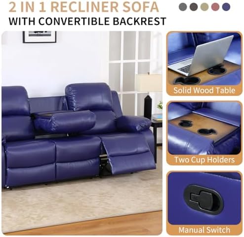 Recliner Sofa Set, Manual Reclining Couch Set, Living Room Furniture Sets - Image 3