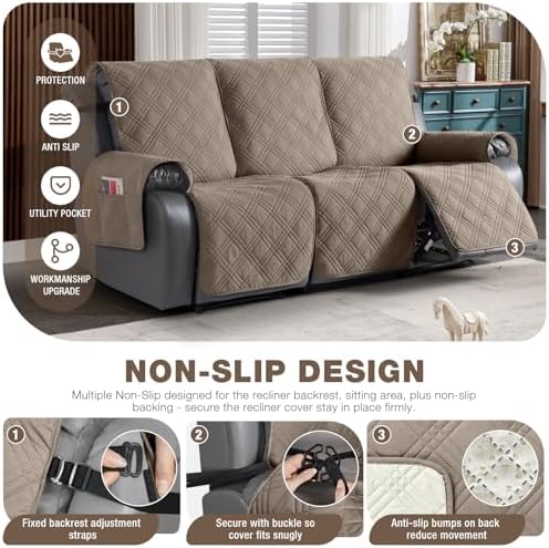 TAOCOCO 100% Waterproof Recliner Sofa Covers, Non Slip Split Couch Covers - Image 5