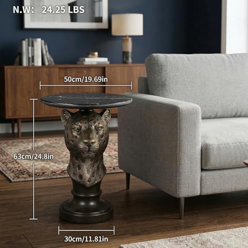 25" Luxury Leopard Head Side Table - Image 2