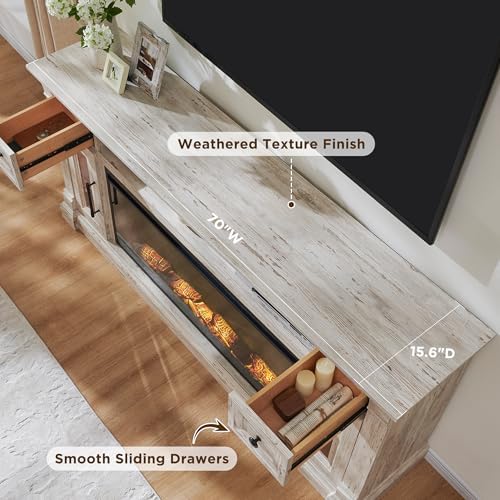 OKD 70" Farmhouse Fireplace TV Stand - Image 2
