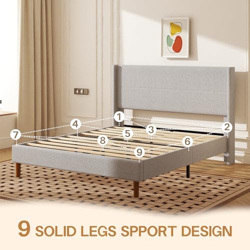 Queen Size Linen Platform Bed Frame - Image 4