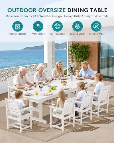 SERWALL Outdoor HDPE Dining Chairs Set of 4 - Image 6