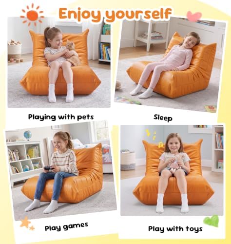 Hobestluk Bean Bag Chair Leather Togo Sofa Memory Foam - Image 5