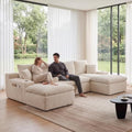 120" Modular Sectional Sofa, U Shaped Boneless Cloud Couch Beige by Easilive