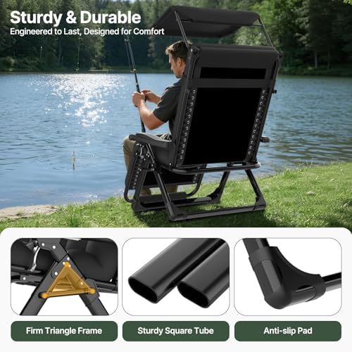Suteck Zero Gravity Chair with Canopy, 33In XXL Oversized Lounge Chair - Image 2